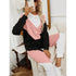 Colorblock Long Sleeve Trousers Elastic Waist Suit Women - ROUTINE FASHION